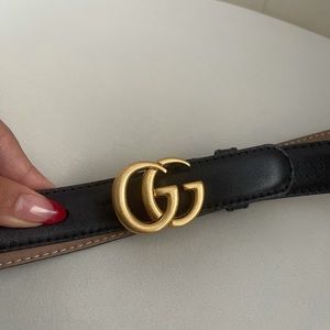 Gucci Leather Belt with Double GG